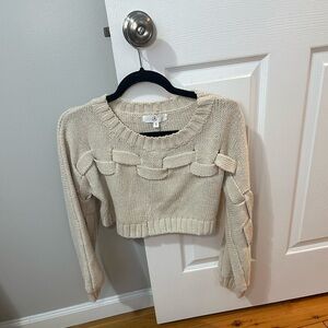 Missguided Crop Weave Sweater – Cream
